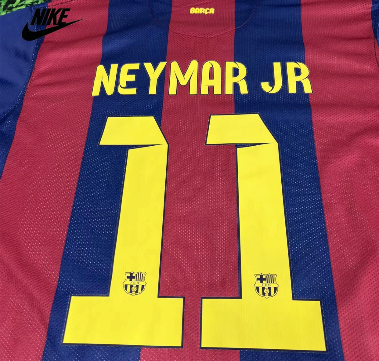 NIKE 14-15 Barcelona Home Vintage Jersey No. 11 Neymar Short Soccer Jersey