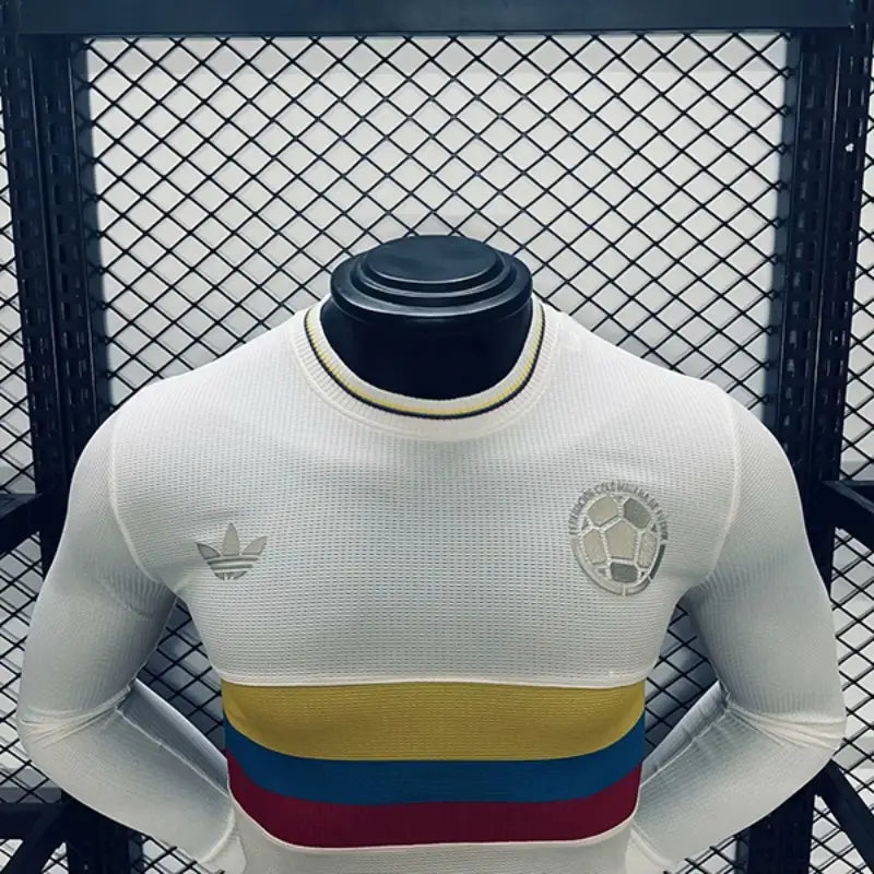 2024 Player Version Colombia Long sleeve 100th White Soccer Jersey