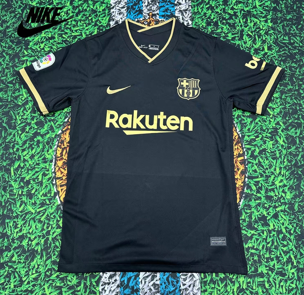 Nike 2021 Barcelona Away Black and Gold Fan Edition Jersey #10 Lionel Messi Soccer Jersey