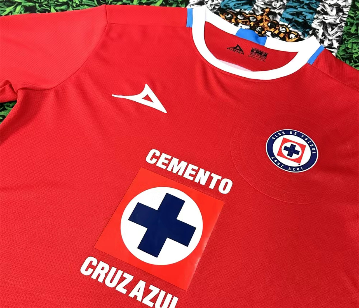 2425 Cruz Azul Second Away Red Short Sleeve Top Football Jerseys LIGAMX Fan Edtion