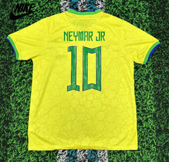 NIKE 2024 Copa America Brazil Home Neymar Jr No.10 Yellow Show Sleeve Football Jersey