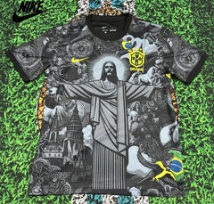 Nike 24-25 Brazil Black Short Sleeve Special Edition Christ the Redeemer Five Star Neymar Jr Soccer Jersey