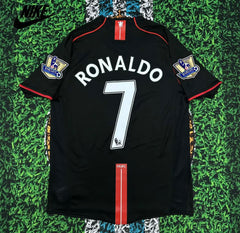 Nike 07-08 Manchester United Away Retro Soccer Jersey #7 Ronaldo Champions League Edition