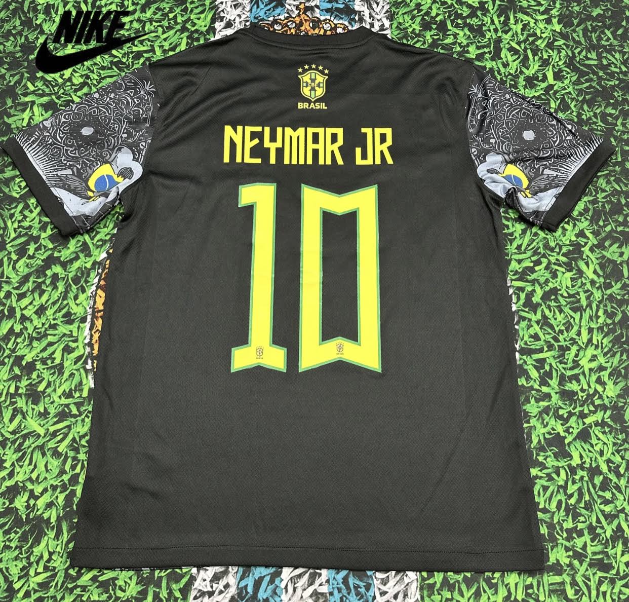 Nike 24-25 Brazil Black Short Sleeve Special Edition Christ the Redeemer Five Star Neymar Jr Soccer Jersey