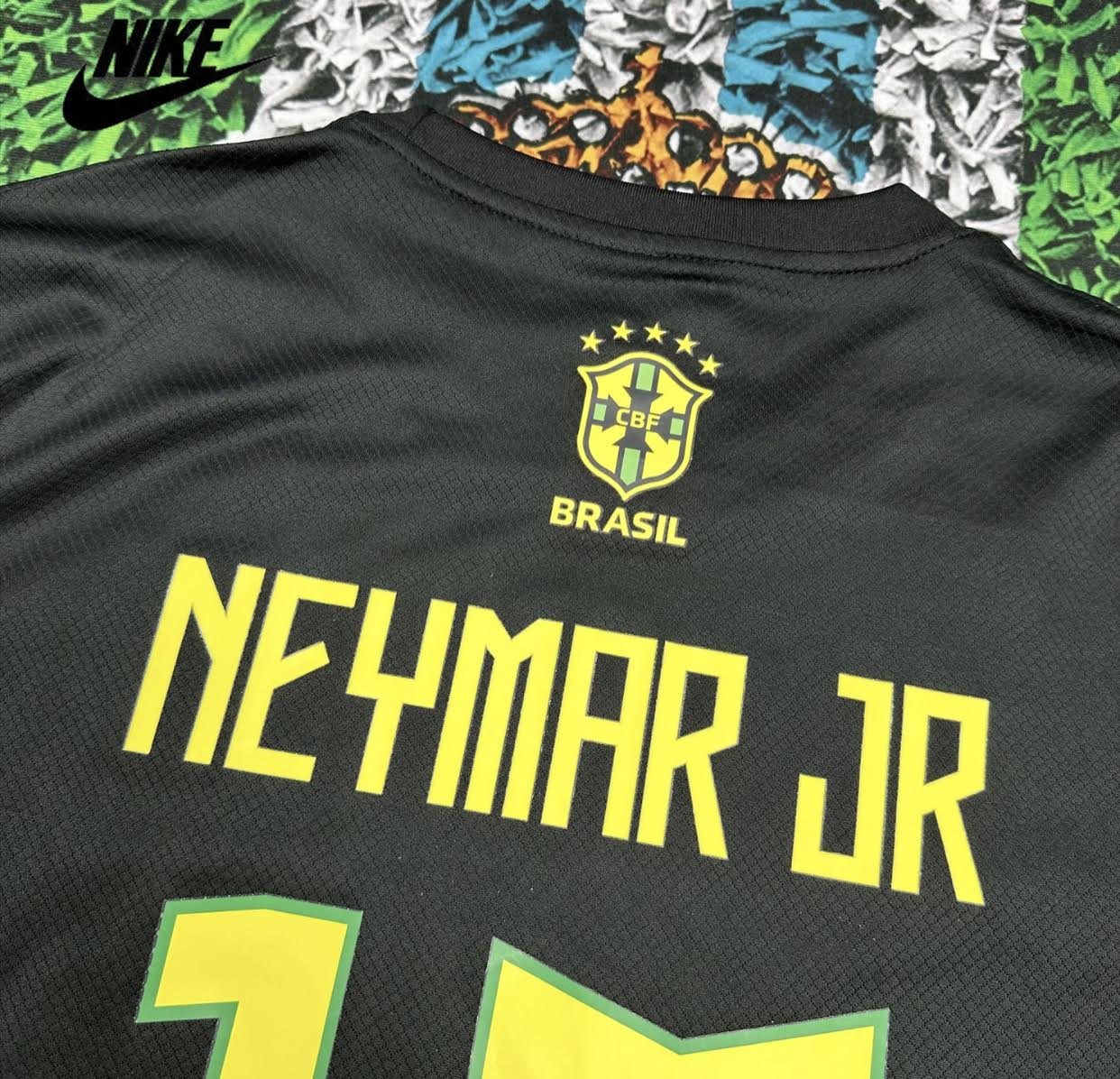 Nike 24-25 Brazil Black Short Sleeve Special Edition Christ the Redeemer Five Star Neymar Jr Soccer Jersey