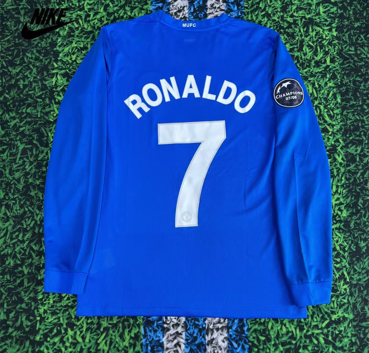 NIKE 08-09 Manchester United Away Retro Long Sleeve Soccer Jersey No.7 Ronaldo