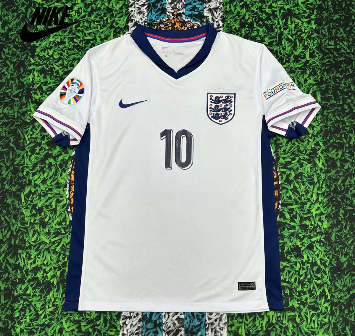 Nike Euro 2024 Team England Home White RetroJersey No.10 Bellingham