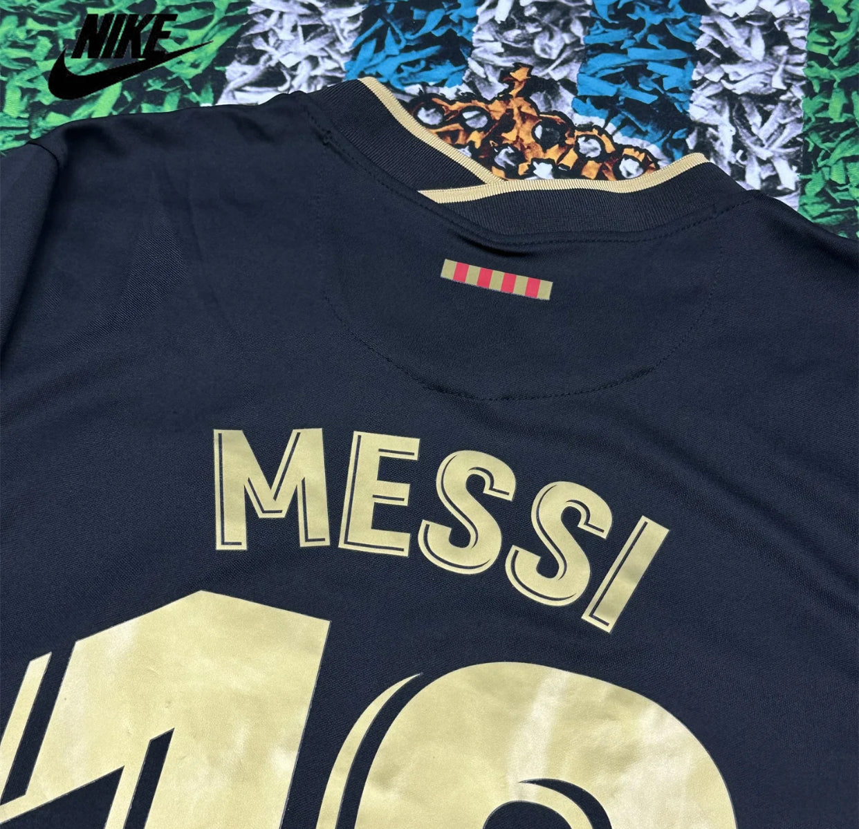 Nike 2021 Barcelona Away Black and Gold Fan Edition Jersey #10 Lionel Messi Soccer Jersey