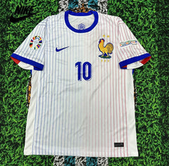 NIKE Euro 2024 France Away Mbappe No.10 Short Sleeve Soccer Retro Jersey