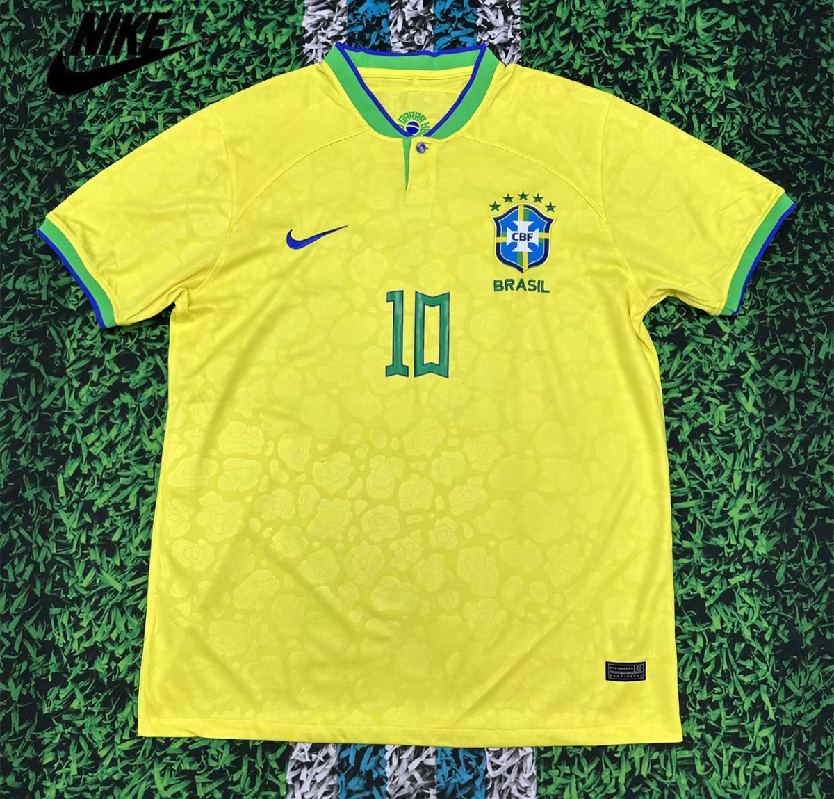 NIKE 2024 Copa America Brazil Home Neymar Jr No.10 Yellow Show Sleeve Football Jersey