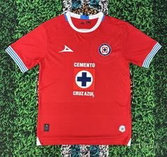 2425 Cruz Azul Second Away Red Short Sleeve Top Football Jerseys LIGAMX Fan Edtion