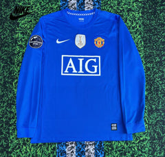 NIKE 08-09 Manchester United Away Retro Long Sleeve Soccer Jersey No.7 Ronaldo