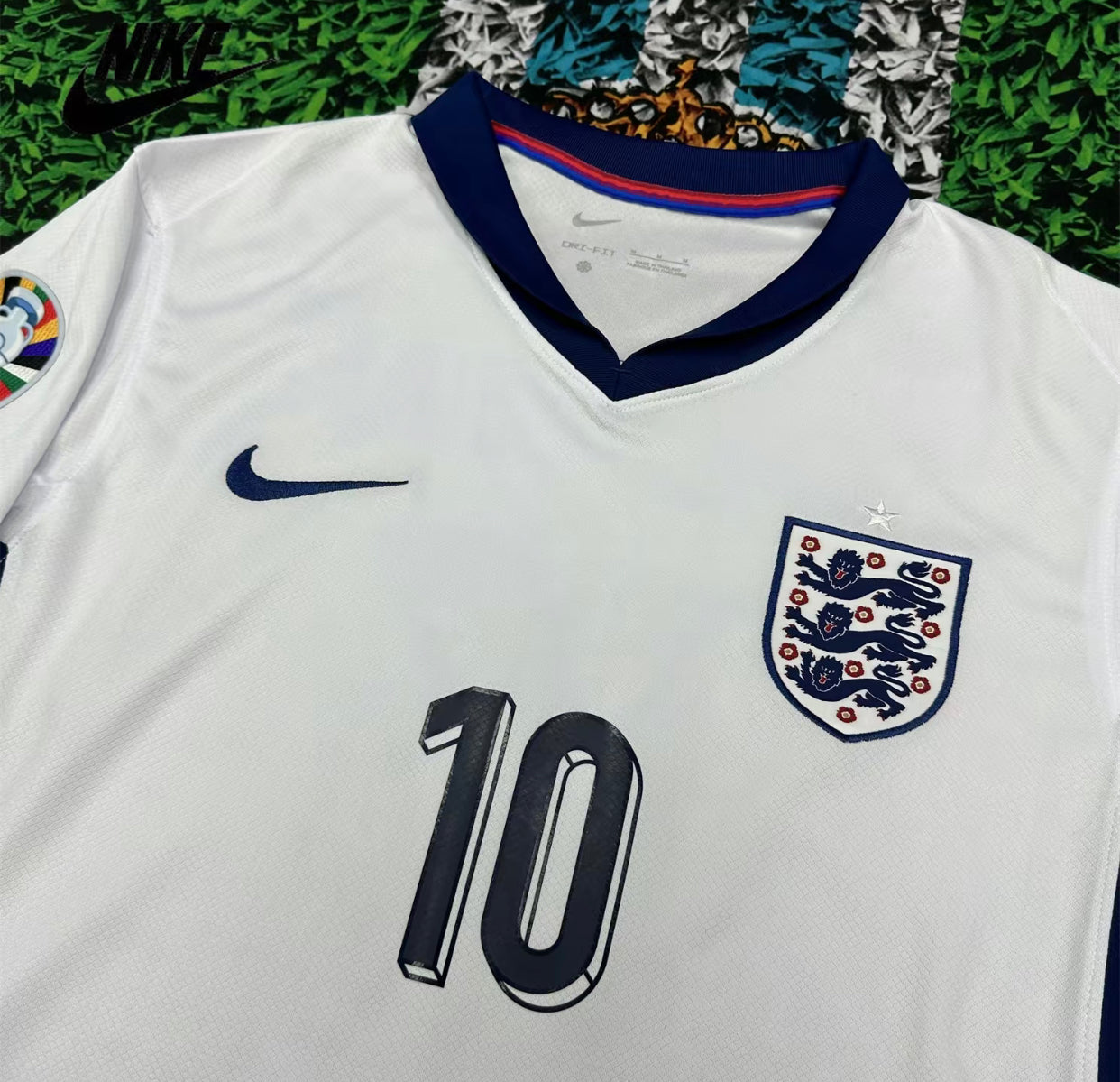 Nike Euro 2024 Team England Home White RetroJersey No.10 Bellingham