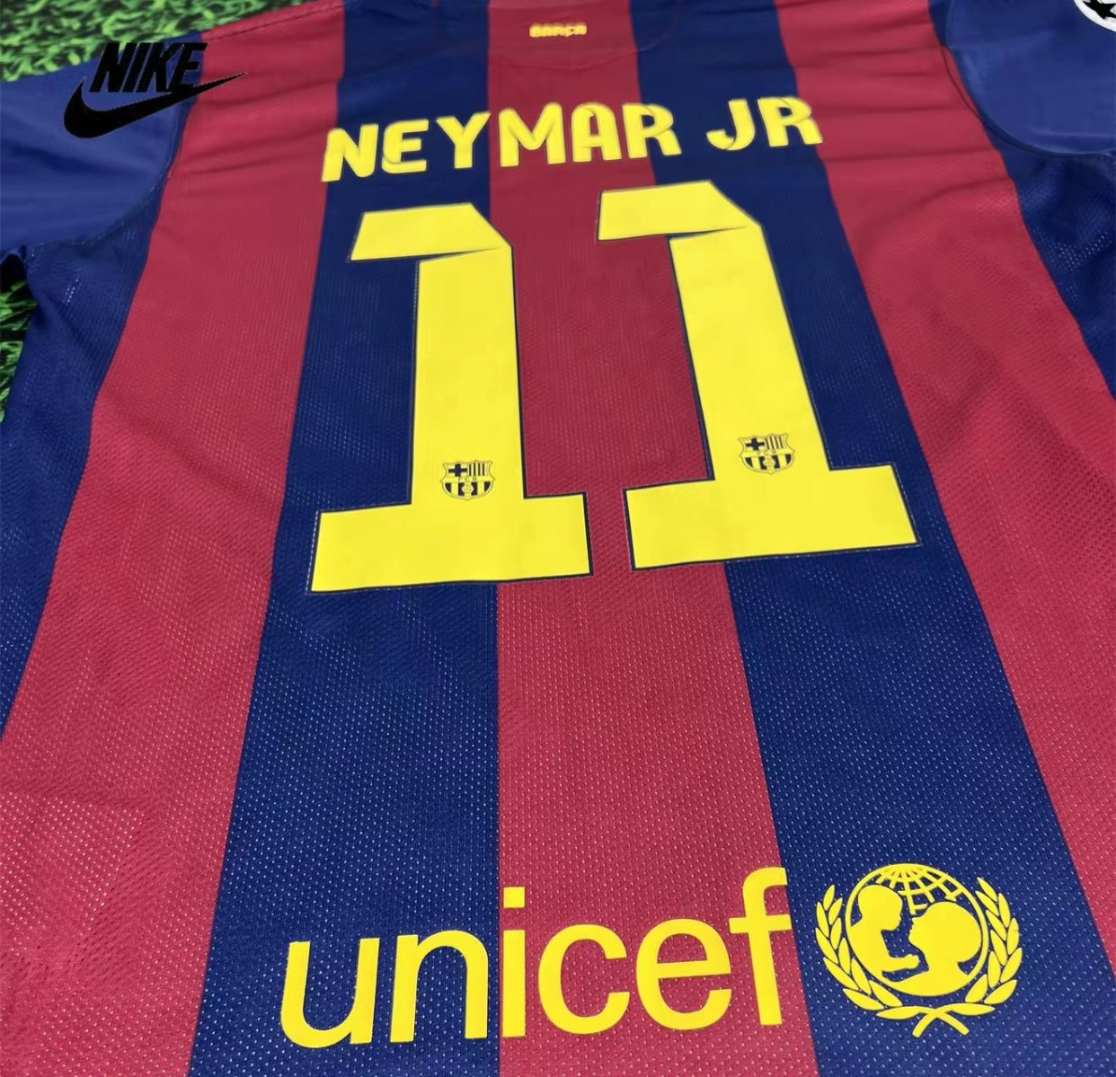 NIKE 14-15 Barcelona Home Vintage Jersey No. 11 Neymar Short Soccer Jersey