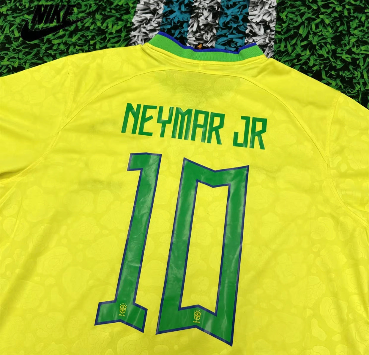 NIKE 2024 Copa America Brazil Home Neymar Jr No.10 Yellow Show Sleeve Football Jersey