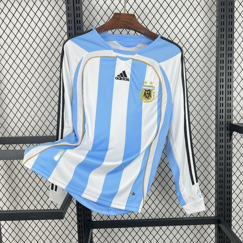 Retro 2006 Argentina Long Sleeve Soccer Jersey Home